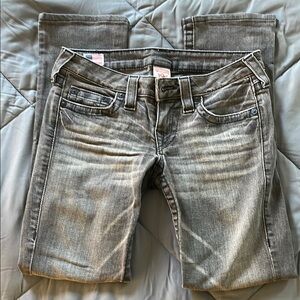 True Religion Gray Straight Leg Jeans